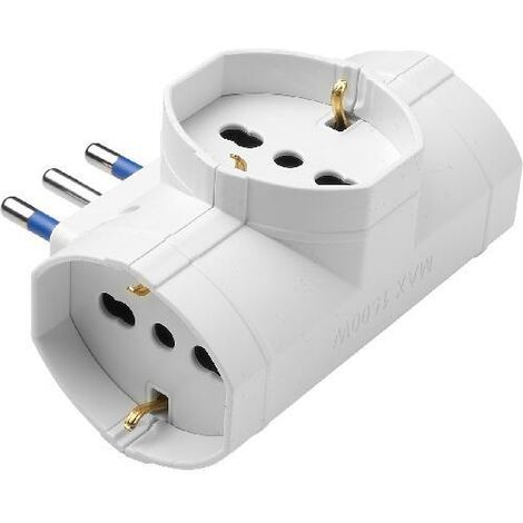 ADATTATORE TRIPLO 16A 2P+T SCHUKO 3 PRESE P40 BIANCO MAURER -CF.BUSTA