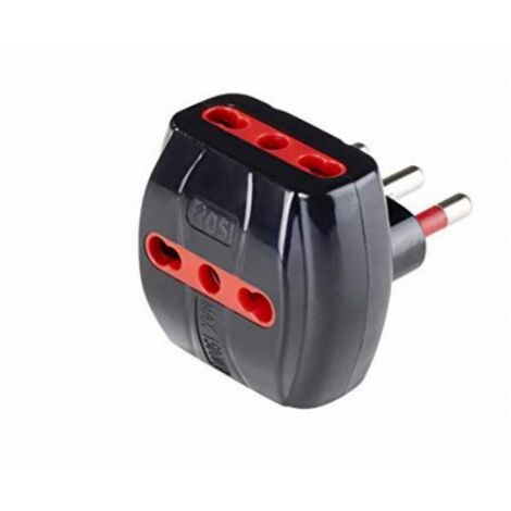 Adattatore triplo 16a rosi 2p+t - prese 10/16a 2p+t, col. nero