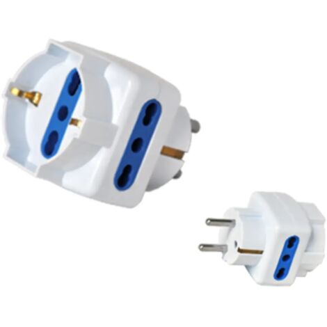 adattatore triplo 2 bipasso 1 schuko spina schuko 16A bianco