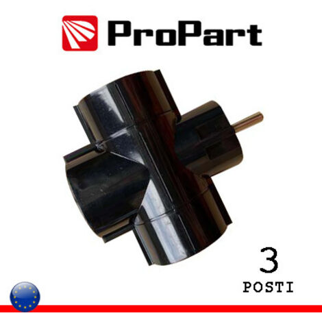 Adattatore triplo 3 pos Schuko spina Schuko 16A nero polybag