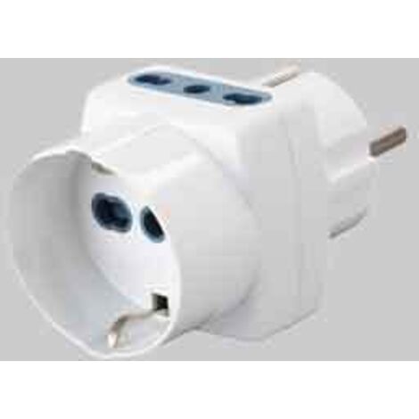 ADATTATORE TRIPLO BIVALENTE PRESA SCHUKO IDEAL STAR Spina schuko - 1 Presa schuko+2 Prese 10/16A