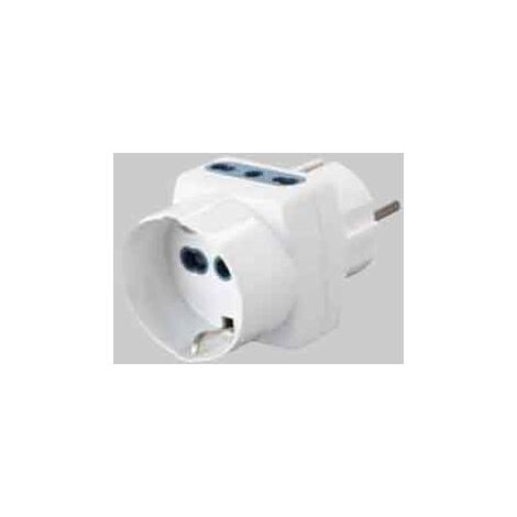 Adattatore triplo bivalente presa schuko ideal star spina schuko - 1 presa schuko+2 prese 10/16a IDEAL STAR