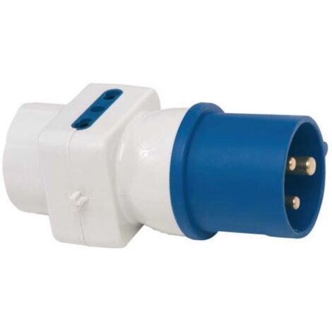 Adattatore bipolare con prese laterali TT 16A 3680W bianco