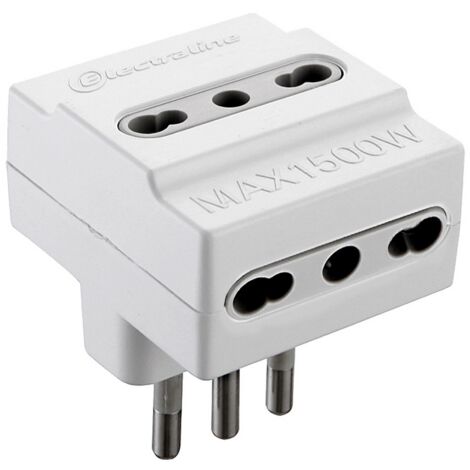 adattatore triplo da 16A + T con 3 prese bipasso IP20 schuko multipresa
