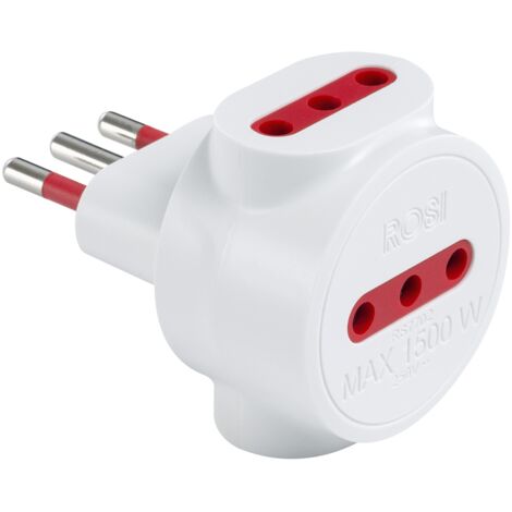 Adattatore triplo da spina 10A a 3 prese 10A, bianco, serie Emilia Specialist - Rosi RS7702B