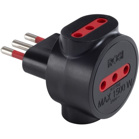 Adattatore triplo da spina 10A a 3 prese 10A, nero, serie Emilia Specialist - Rosi RS7702N