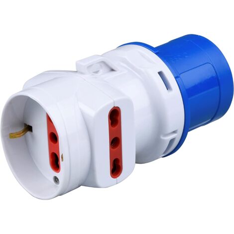 ADATTATORE TRIPLO SCHUKO BIPASSO PER SPINA INDUSTRIALE 16 AMPERE