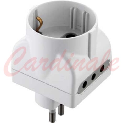 ADATTATORE TRIPLO SCHUKO/BIVALENTE 10A 2P+T - presa 10A 2P+T