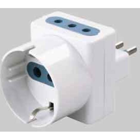 ADATTATORE TRIPLO SCHUKO BIVALENTE 10A IDEAL STAR 2P+T- 1 presa schuko + 2 prese 10A 2P+T