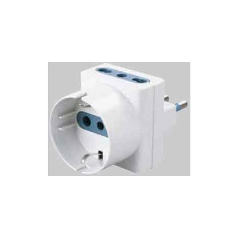 Adattatore triplo schuko bivalente 16a ideal star 2p+t- 1presa schuko + 2 prese  10/16a 2p+t IDEAL STAR