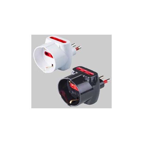 Adattatore triplo schuko/bivalente 16a rosi 2p+t - prese 10/16a 2p+t, col. nero