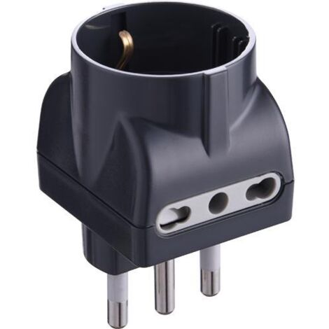 ADATTATORE TRIPLO SPINA 16A/2 PRESE 10/16A+ SCHUKO GRIGIO