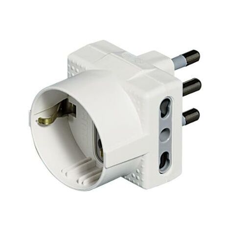 ADATTATORE TRIS 16A CON 1 SCHUKO  2 BIPASSO BIANC