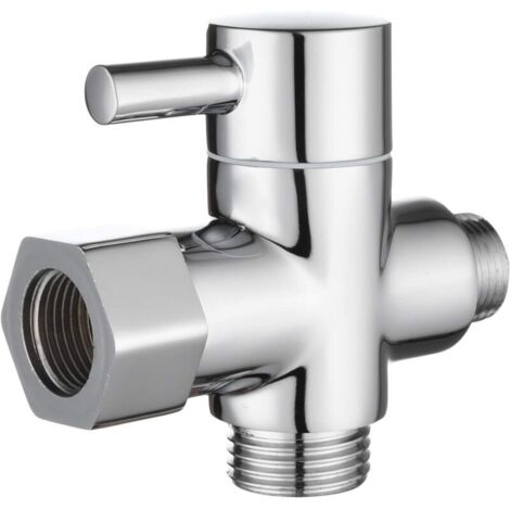 Adattatore TT 3/8" da 12/17" con valvola deviatrice, interruttore di flusso dell'acqua a 3 vie per doccia da bagno, cromato.