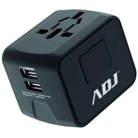 Adattatore Universale Travel Bk Us/Eu/Aus/Uk Plugs 2Usb Ports