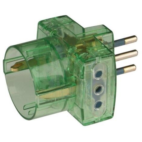 Adattatore Verde pluristandard con spina 10A 2P + T