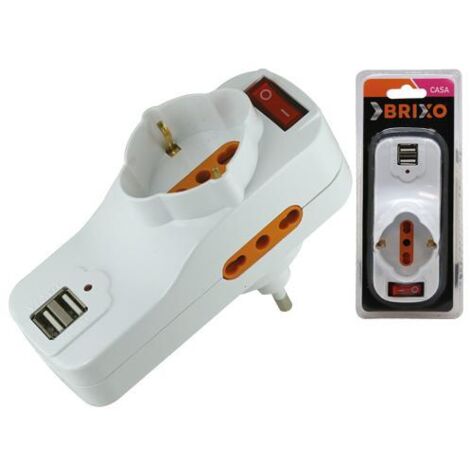 ADATTATORI ADATTATORE ROTANTE BRIXO SPINA USB PRESA SPINA SCHUKO