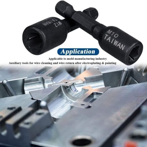 adattatori per maschiatura a vite da 1/4 di pollice con gambo esagonale, per maschiatrice a innesto quadro, adattatore per filettatura pilota per trapano elettrico (M4/M5/M6/M8/M10/M12/M14/M16)