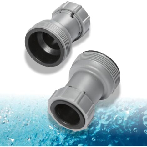 ACQUAVERDE Adattatori Piscina 32/38 mm Compatibili con Intex e Bestway – Set 2 Connettori per Tubi Piscine Fuori Terra, Facili da Installare, Colore Grigio