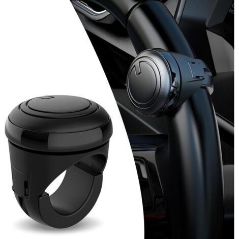 Adatto a camion, SUV e auto, questo accessorio monoblocco per volante si installa senza attrezzi. Rotatore antiscivolo per volante per veicoli (nero).