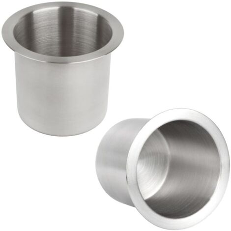 Adatto per 2 portabicchieri incassati in acciaio inox, portabicchieri argentato per tavolo da poker, portabicchieri incassato per panca da cinema, per yacht, barche, camper e camion