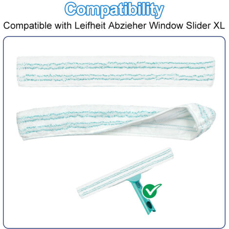 Adatto per il lavavetri Leifheit XL da 40 cm, accessori con cuscinetto per tallone, panno per la pulizia in microfibra (set da 3).