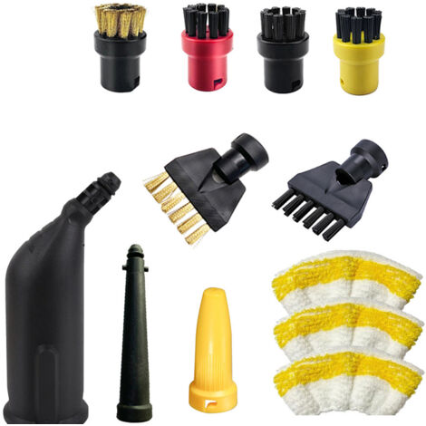 Adatto per scope a vapore Karcher SC1, SC2, SC4 e SC5: copertura abrasiva per scopa, panno in nylon e spazzola in rame – Kit accessori Style 16
