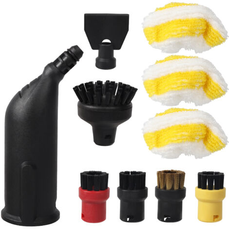 Adatto per scope a vapore Karcher SC1, SC2, SC4 e SC5: copertura abrasiva per scopa, panno in nylon e spazzola in rame – Kit accessori Style 9