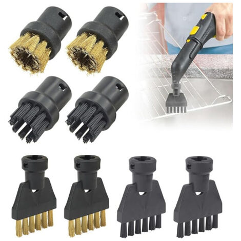 Adatto per scope a vapore Karcher SC1, SC2, SC4 e SC5: copertura abrasiva per scopa, panno in nylon e spazzola in rame – Kit di accessori – Stile 1