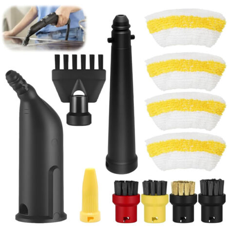 Adatto per scope a vapore Karcher SC1, SC2, SC4 e SC5: copertura, panno, spazzola in nylon e in rame – kit di accessori da 12 pezzi