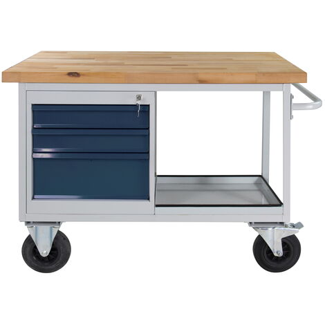 ADB 3 Schubladen Tischwagen Werkbank Wagen L 1300 x B 600 x H 827 mm max. 500 kg