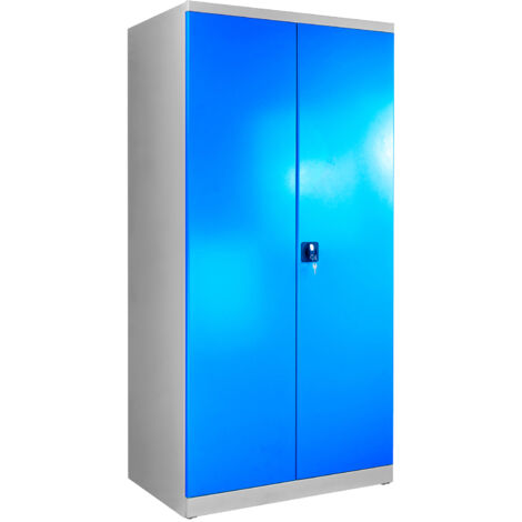 ADB Flügeltürenschrank, grau, RAL 7035, Höhe: 1950mm, Breite: 950mm Front:RAL 5012, Tiefe: 600