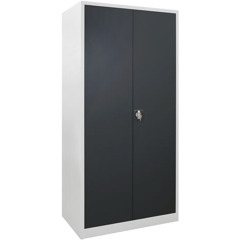 ADB Flügeltürenschrank Materialschrank RAL7035/7016, H 1950 x B 920 x T 500 mm