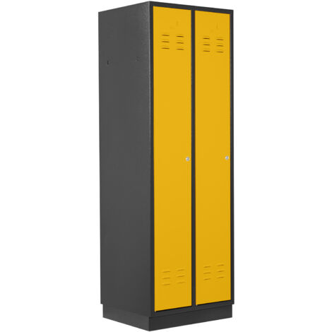 ADB Umkleideschrank / Spind 2-türig, RAL 7016/1021, Anthrazit / Gelb, 178x60x50cm