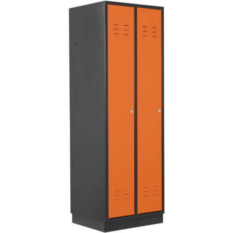 ADB Umkleideschrank / Spind 2-türig, RAL 7016/2008, Anthrazit / Orange, 178x60x50cm
