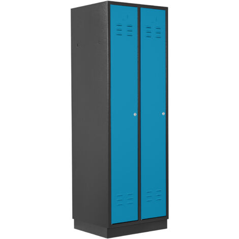 ADB Umkleideschrank / Spind 2-türig, RAL 7016/5012, Anthrazit / Blau 178x60x50cm