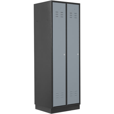 ADB Umkleideschrank / Spind 2-türig, RAL 7016/7001, Anthrazit / Lichtgrau, 178x60x50cm