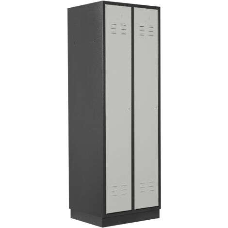 ADB Umkleideschrank / Spind 2-türig, RAL 7016/7035, Anthrazit / Lichtgrau, 178x60x50cm