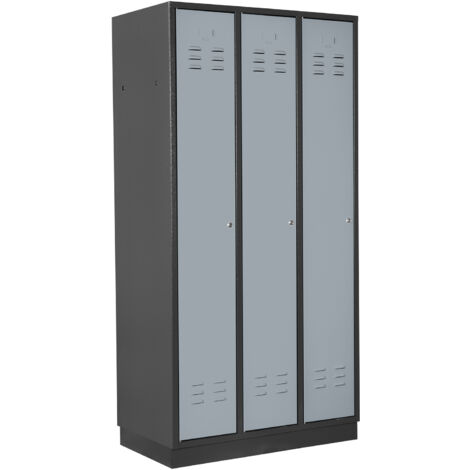 ADB Umkleideschrank / Spind 3-türig, RAL 7016/7001, Anthrazit/grau, 178x89x50cm