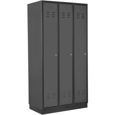 ADB Umkleideschrank / Spind 3-türig, RAL 7016/7016, Anthrazit, 178x89x50cm