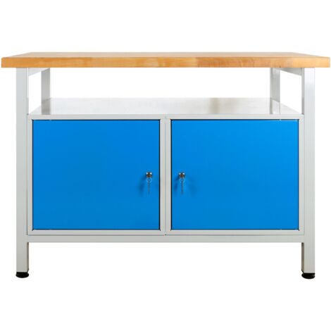 ADB Werkbank 1200x600x840mm Werktisch Arbeitstisch Metall Packtisch 2 Türen