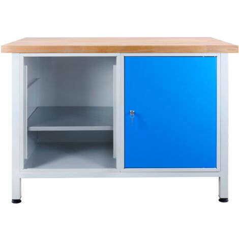 ADB Werkbank 1200x600x840mm Werktisch Packtisch mit 1 Türe und 2 Fachböden