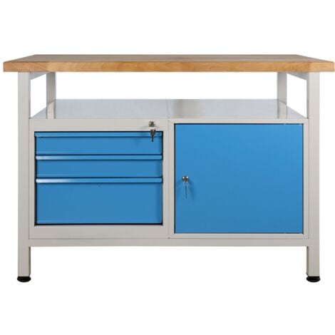 ADB Werktisch Werkbank Arbeitstisch Werkzeugschrank Tisch mit Tür 600x600x840 mm 