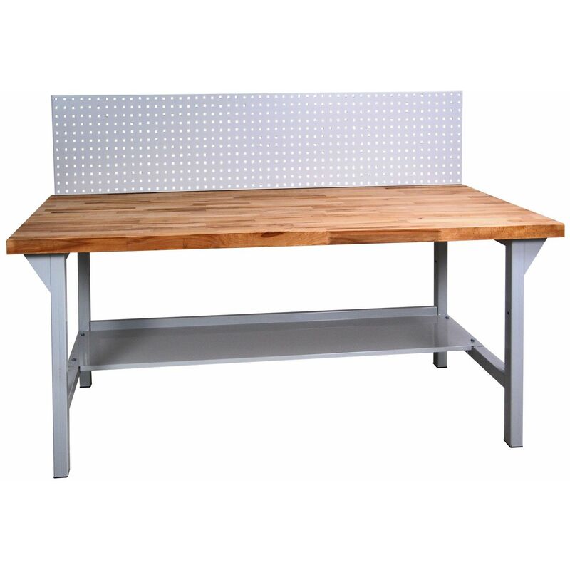 ADB Werkbank Werktisch Arbeitstisch mit Buchenplatte + Lochwand 1500x800x850 mm