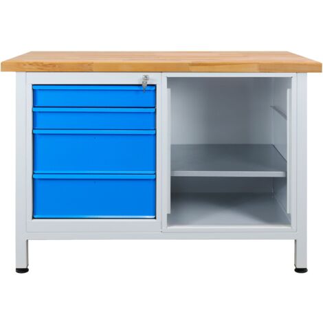 ADB Werkbank Werktisch Premium mit 4 Schubladen, B 1200 x T 600 x H 840 mm