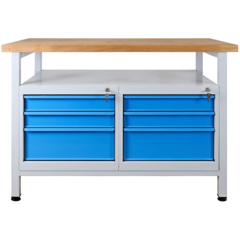 ADB Werktisch Werkbank Arbeitstisch Werkzeugtisch 6 Schubladen 1200x600x840 mm