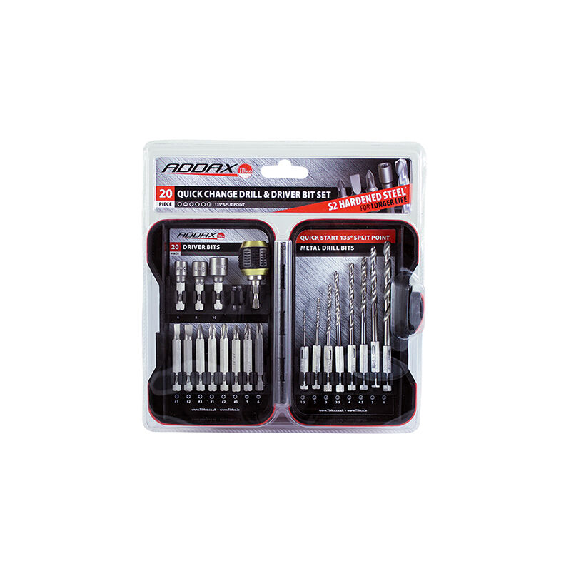 Timco - Driver Bit & Ground Jobber Drill Bit Set (Size 20pcs - 20 Pieces)