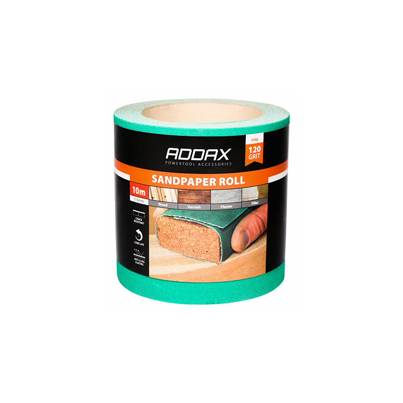 Timco - Sandpaper Roll - 120 Grit - Green (Size 115mm x 10m - 1 Each)