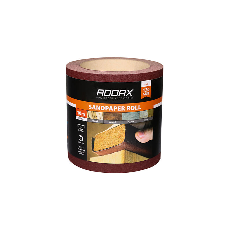 Timco - Sandpaper Roll - 120 Grit - Red (Size 115mm x 10m - 1 Each)