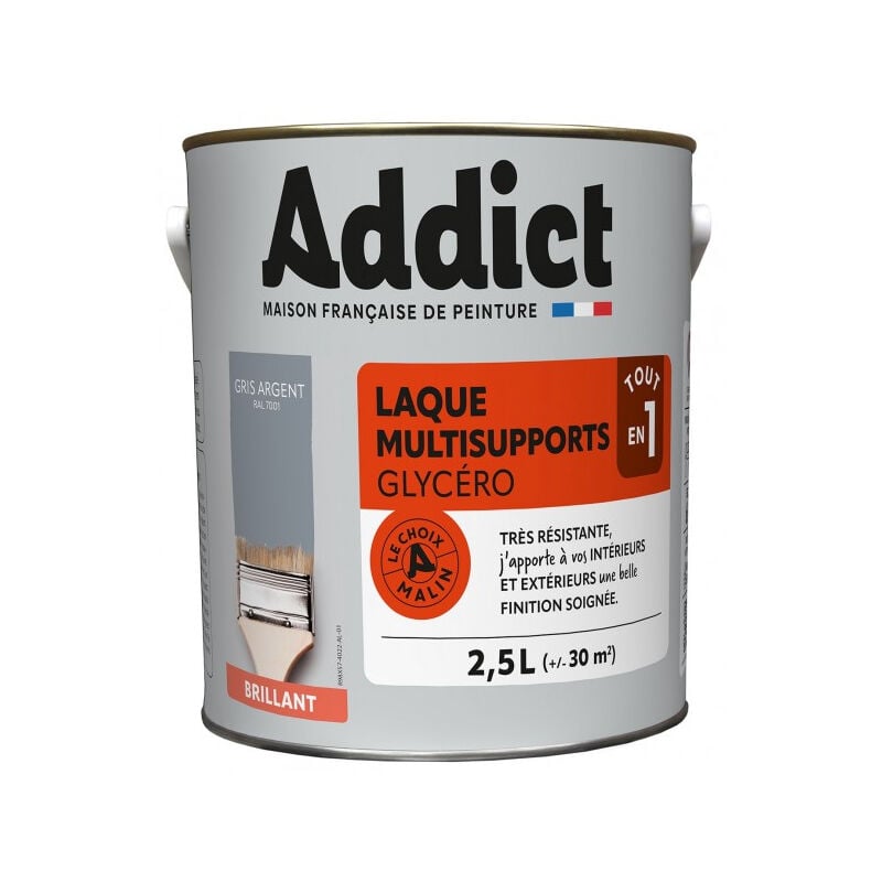 Addict - Peinture Laque glycéro brillant 2.5 litres gris mineral